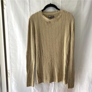 ASOS sweater cable knit crew long sleeves beige olive SZ S NWOT